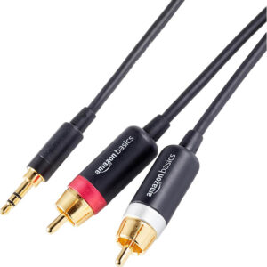1Amazon Basics 3.5 Aux to 2 x RCA Adapters, Audio Cable for Amplifiers, Active Speakers with Gold-Plated Plugs
