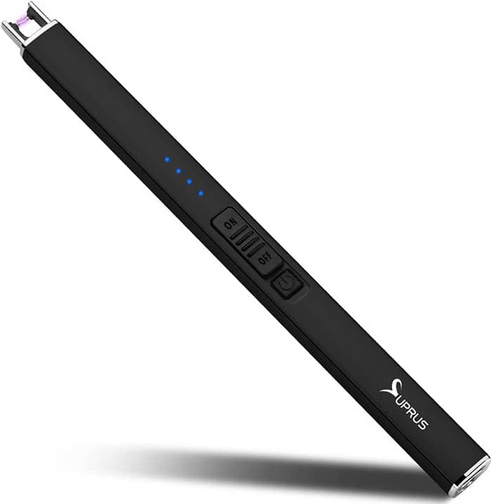 1SUPRUS Electric Lighter Arc Windproof Flameless USB Lighter Rechargeable Lighter with Safety Lock for Candle BBQ Camping Black (1)