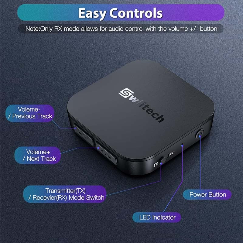 41Bluetooth Transmitter Receiver, 2-in-1 Bluetooth AUX Adapter, V5