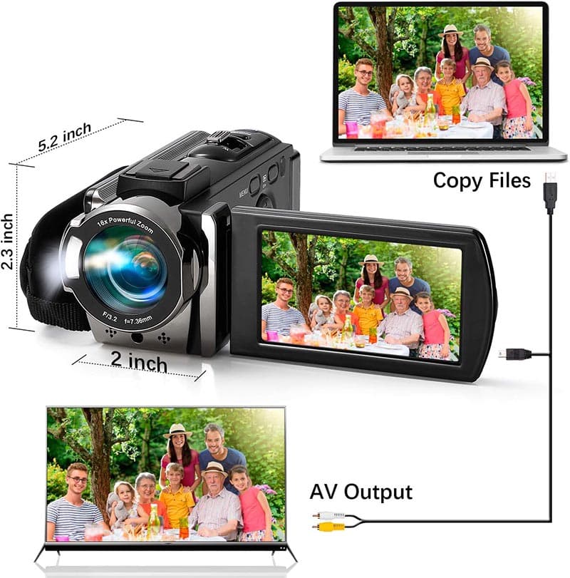 4Video Camera Camcorder Digital Camera Recorder Full HD 1080P 15FPS 24MP 3