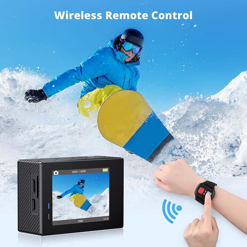 5AKASO Brave 4 4K30fps 20MP WiFi Action Camera Ultra Hd with EIS 131ft Waterproof Camera Remote Control 5xZoom Underwater Camcorder with 2 Batteries (1)