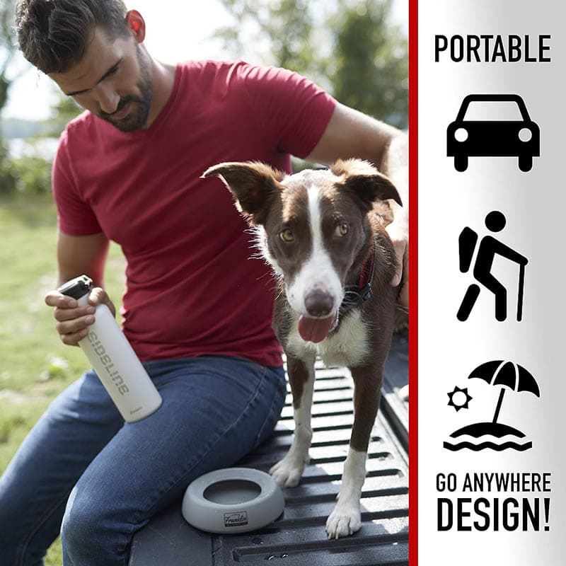 6Franklin Sports Spill Proof Portable Pet Bowl For Cars – No Splash Travel Water + Food Dish for Dogs + Cats – 16 oz. – BPA Free,White , Gray