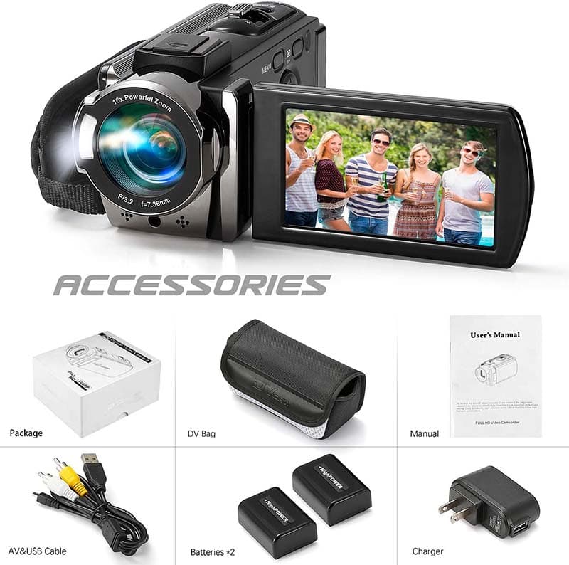 7Video Camera Camcorder Digital Camera Recorder Full HD 1080P 15FPS 24MP 3