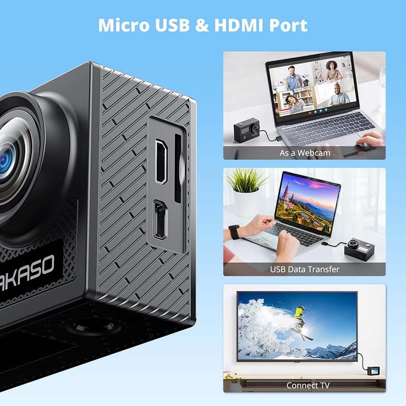 8AKASO Brave 4 4K30fps 20MP WiFi Action Camera Ultra Hd with EIS 131ft Waterproof Camera Remote Control 5xZoom Underwater Camcorder with 2 Batteries (1)