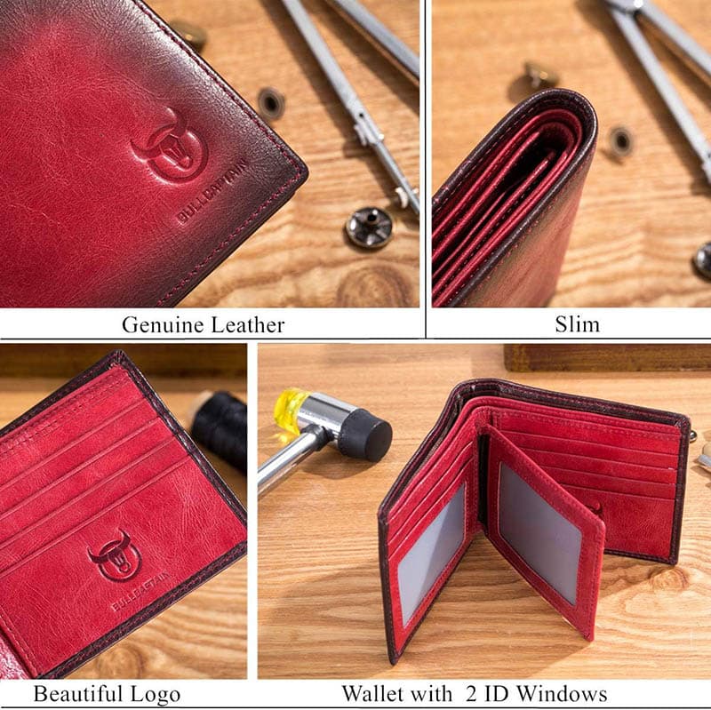 CRIMION Wallets for Men Slim Bifold Genuine Leather Front Pocket Wallet with 2 ID Windows_ (1)